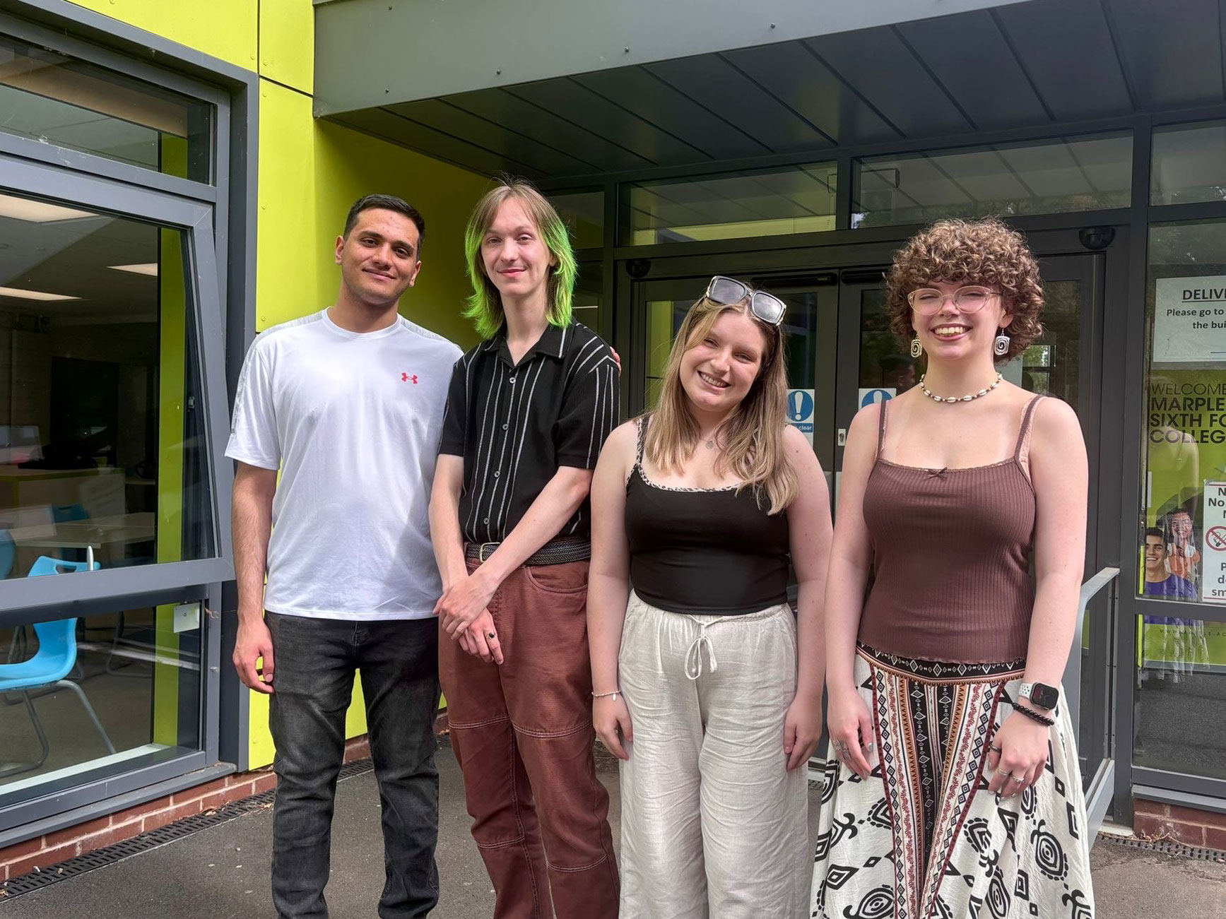 Group picture shows: (left to right) Marple Sixth Form College students Mohammad Matin Maddah, Michael Blamey, Kate Redshaw and Charley Dean.